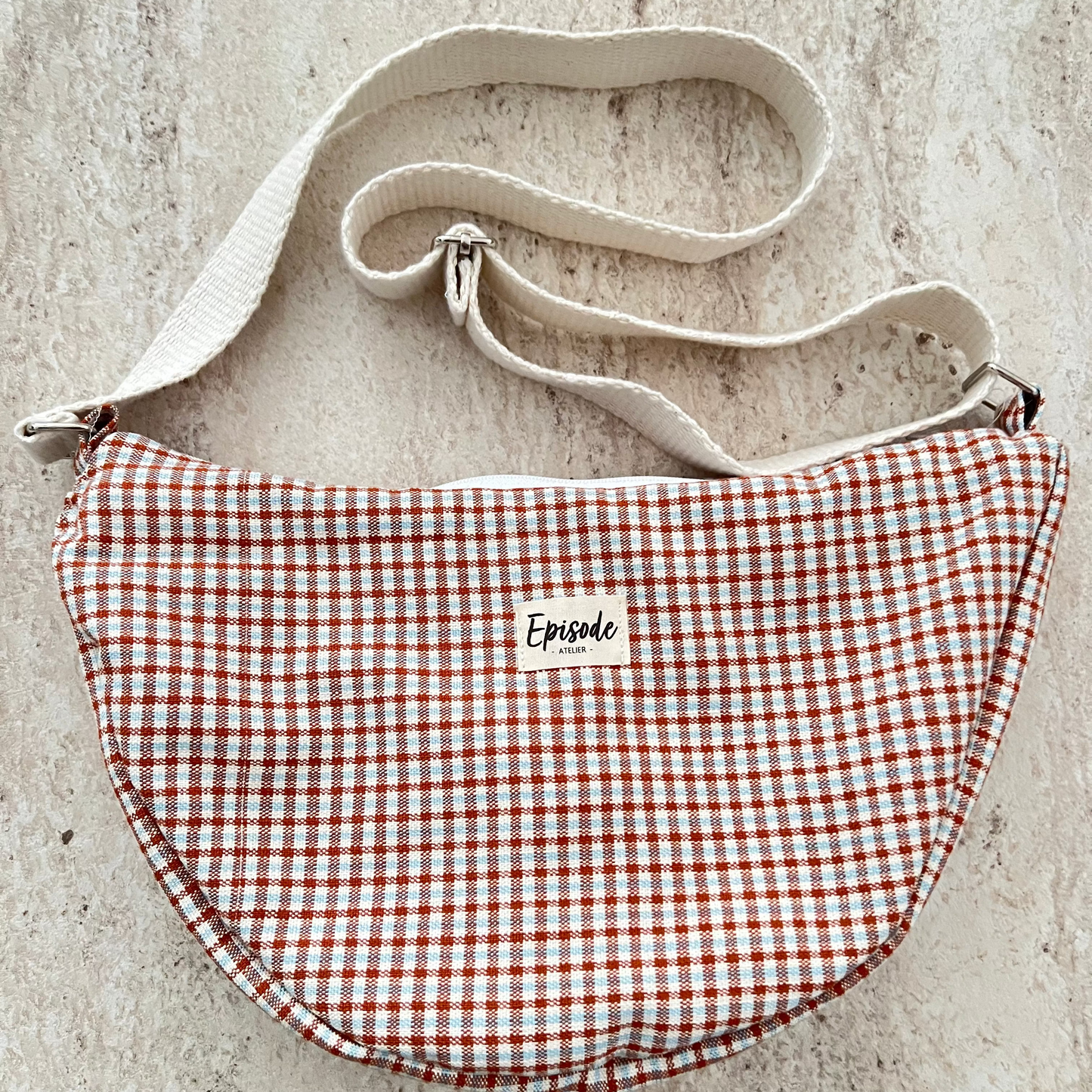 Sac Luna carreaux bleu et marron
